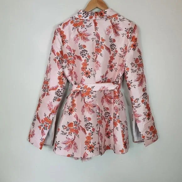 PREM THE LABEL blazer jacket dress floral cherry blossom Jacquard - Picture 7 of 9